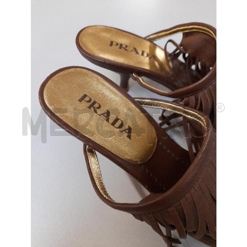 SANDALI DONNA PRADA MARRONI CON FRANGE  | Mercatino dell'Usato Bastia umbra 2