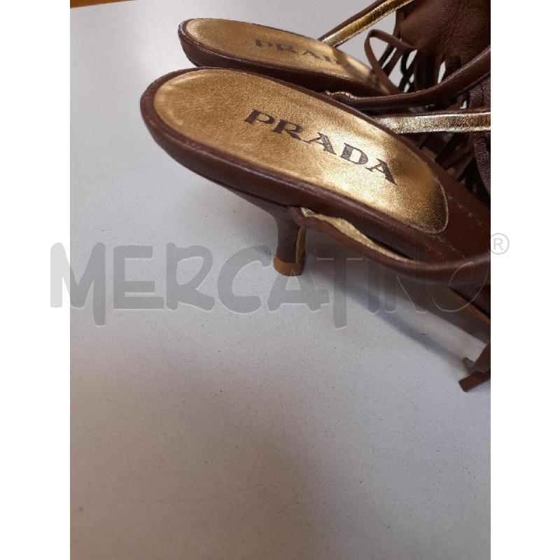 SANDALI DONNA PRADA MARRONI CON FRANGE  | Mercatino dell'Usato Bastia umbra 3