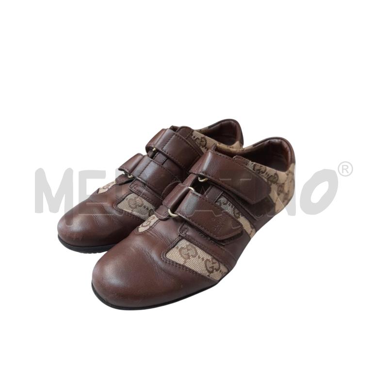 SCARPE DONNA GUCCI IN TELA E PELLE MARRONE  | Mercatino dell'Usato Bastia umbra 1