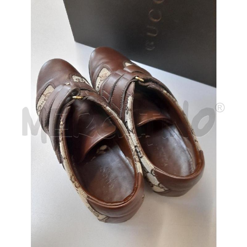 SCARPE DONNA GUCCI IN TELA E PELLE MARRONE  | Mercatino dell'Usato Bastia umbra 4
