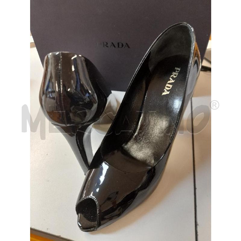 SCARPE DONNA PRADA OPENTOE NERE VERNICE  | Mercatino dell'Usato Bastia umbra 2