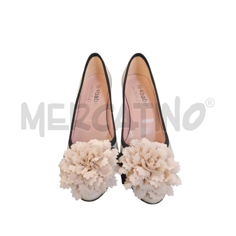 SCARPE TACCHI LE BABE PANNA E NERE CON FIORE | Mercatino dell'Usato Bastia umbra 1