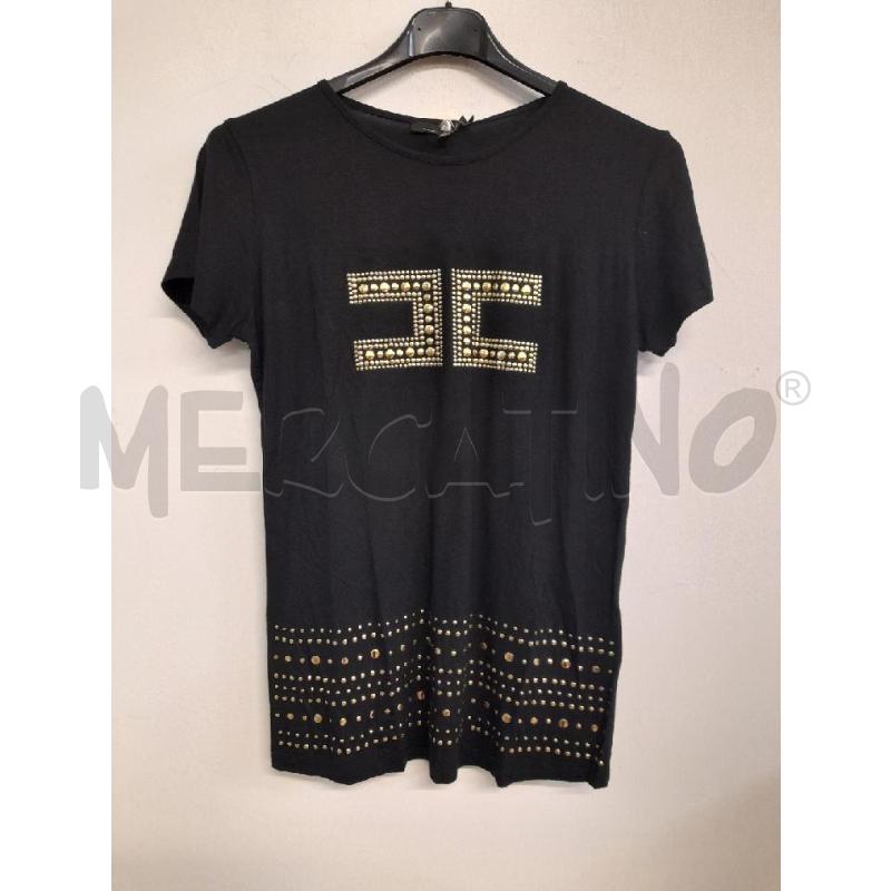 T SHIRT DONNA ELISABETTA FRANCHI NERA BORCHIE DORATE  | Mercatino dell'Usato Bastia umbra 1