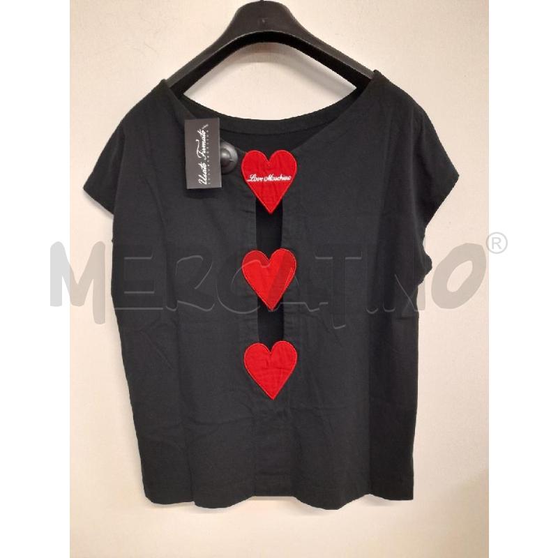 T SHIRT DONNA LOVE MOSCHINO NERA DET CUORI ROSSI  | Mercatino dell'Usato Bastia umbra 2