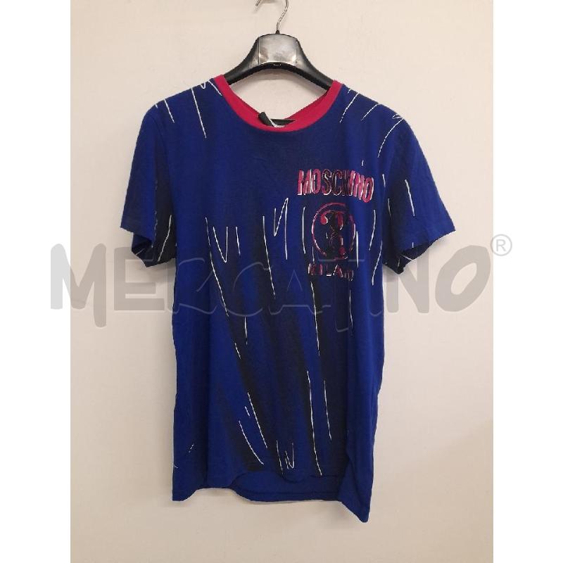 T SHIRT UOMO MOSCHINO COUTURE BLU COBALTO DET FUCSIA  | Mercatino dell'Usato Bastia umbra 1