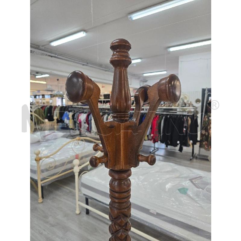 APPENDI ABITI IN LEGNO MASSELLO  SCURO 4 BRACCIA  | Mercatino dell'Usato Corciano 2