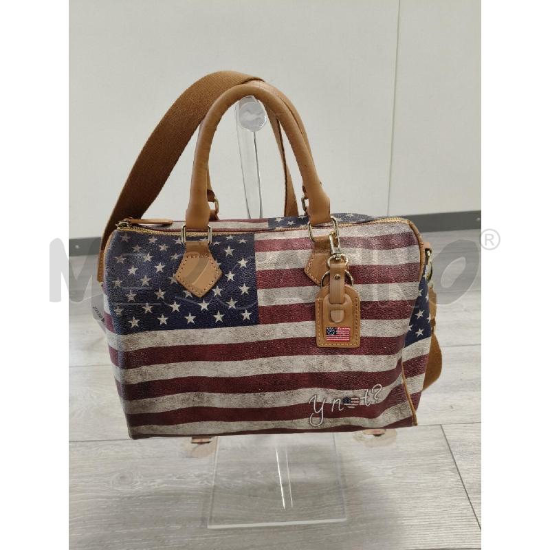 BORSA BAULETTO WHY NOTEOPELLE STAMPA BANDIERA AMERICANA | Mercatino dell'Usato Corciano 1