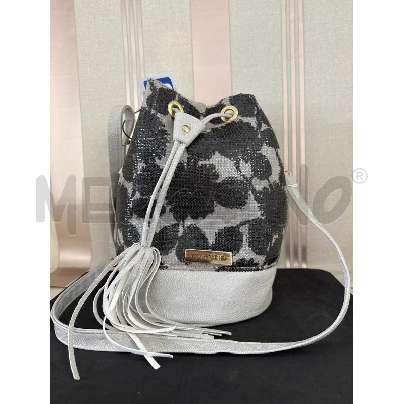 BORSA DONNA CAFE NOIR GRIGIA A SECCHIELLO PAILIETTES  | Mercatino dell'Usato Corciano 1