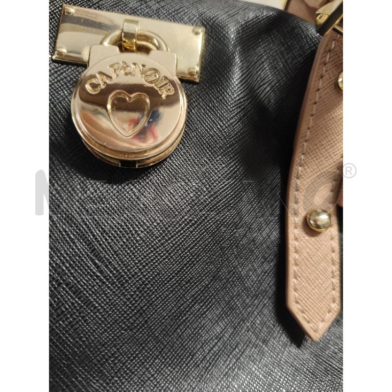 BORSA DONNA CAFFE NOIR MARRONE NERA CON LUCCHETTO ECHIAVE  | Mercatino dell'Usato Corciano 2
