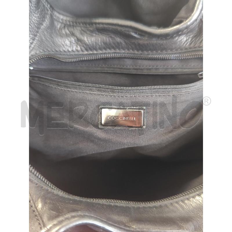 BORSA DONNA COCCINELLE NERA PELLE FRANGIA MANICI  | Mercatino dell'Usato Corciano 4