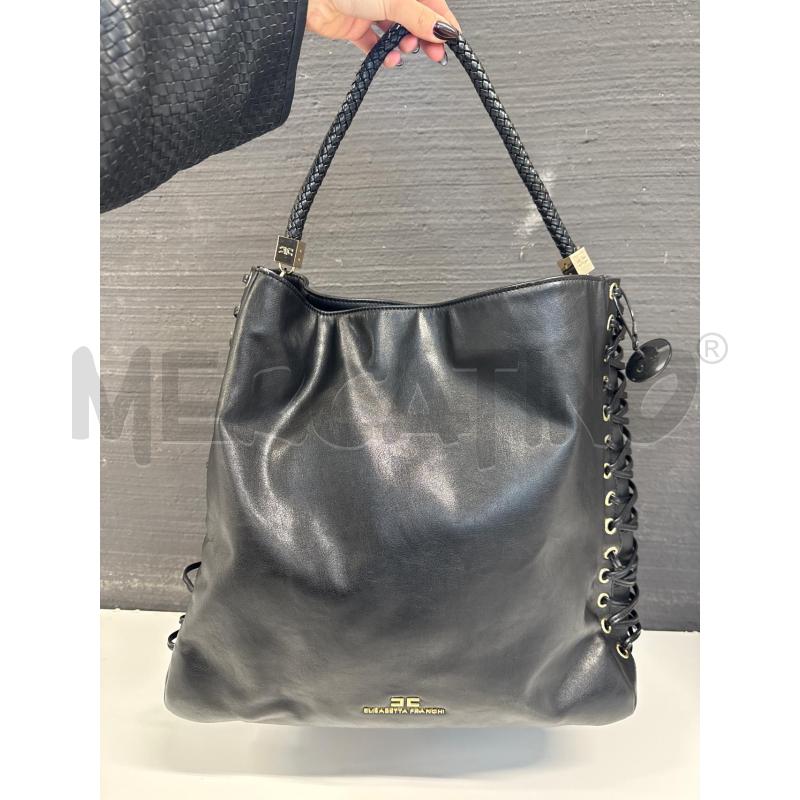 BORSA DONNA ELISABETTA FRANCHI NERA CON INTRECCI   | Mercatino dell'Usato Corciano 1
