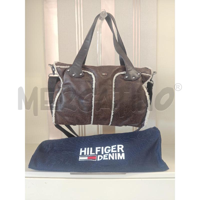 BORSA DONNA HILFIGER DENIM PELLE CON INSERTI DI PELO | Mercatino dell'Usato Corciano 1