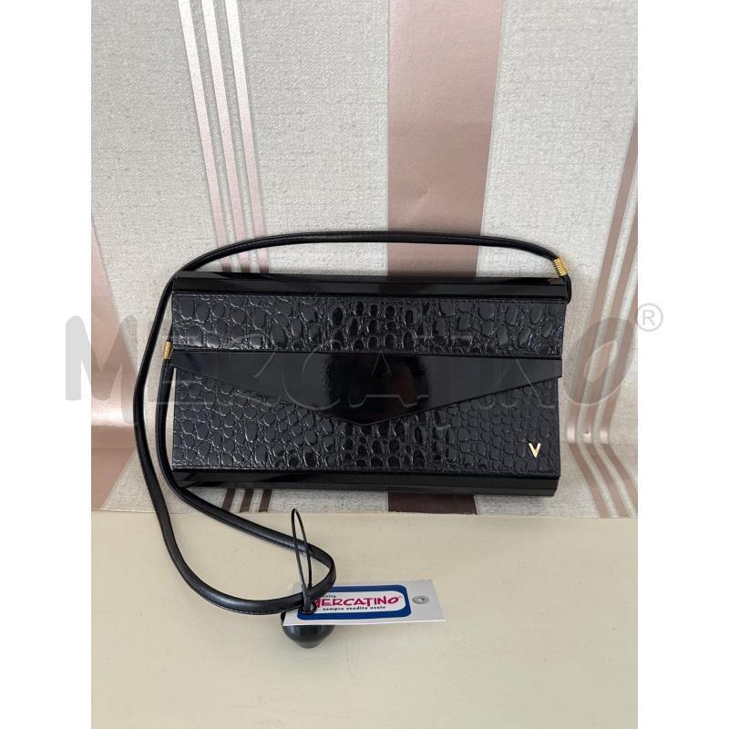BORSA DONNA NERA POCHETTE CON TRACOLLA CON V DORATA A SX | Mercatino dell'Usato Corciano 1