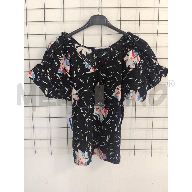 CAMICIA DONNA ARMANI EXCHANGE NERO E FIORE BIANCO  | Mercatino dell'Usato Corciano 1