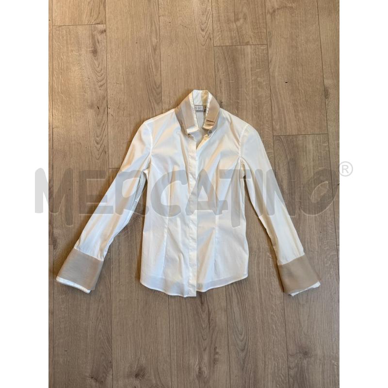 CAMICIA DONNA BRUNELLO CUCINELLI CREMA COLLETTO BEIGE MANICA LUNGA  | Mercatino dell'Usato Corciano 1