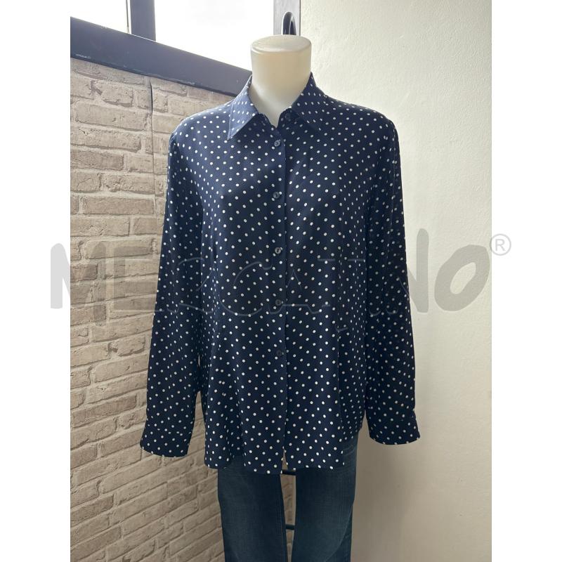 CAMICIA DONNA LUISA SPAGNIOLI BLU NOTTE CON PALLINI BIANCHI  | Mercatino dell'Usato Corciano 1