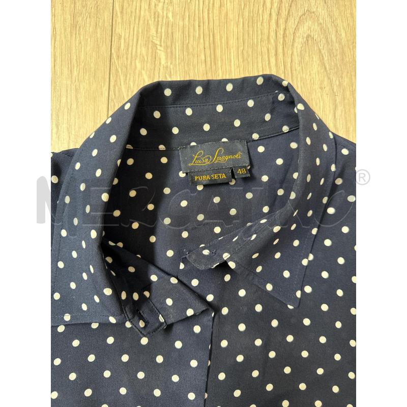 CAMICIA DONNA LUISA SPAGNIOLI BLU NOTTE CON PALLINI BIANCHI  | Mercatino dell'Usato Corciano 3