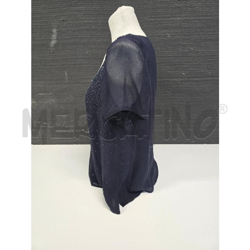 CAMICIA DONNA LUISA SPAGNIOLI BLU NOTTE CON PILIETES MEZZA MANICA  | Mercatino dell'Usato Corciano 2