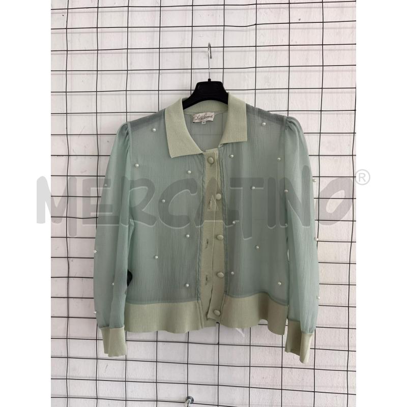 CAMICIA DONNA LUISA SPAGNIOLI VERDE ACQUJA ON PERLINE  | Mercatino dell'Usato Corciano 1
