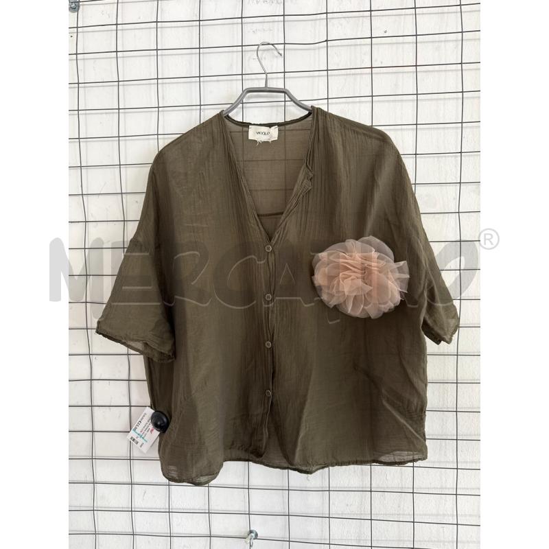 CAMICIA DONNA VICOLO VERDE OLIVVA CON SPILLA  | Mercatino dell'Usato Corciano 1