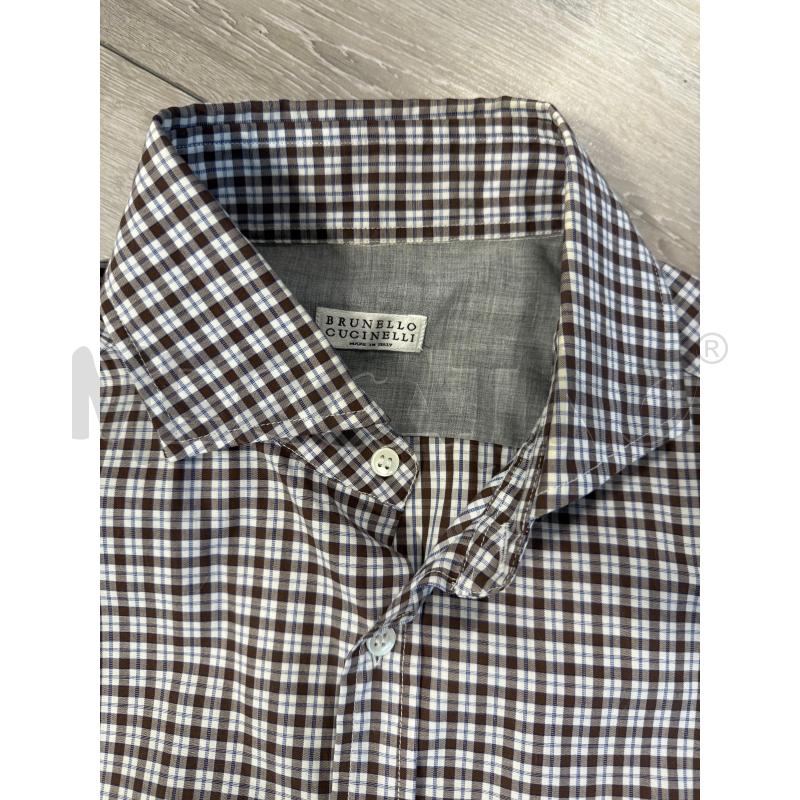 CAMICIA UOMO BRUNELLO CUCINELLI A QUADRI MARRONI E BIANCHIN  | Mercatino dell'Usato Corciano 2