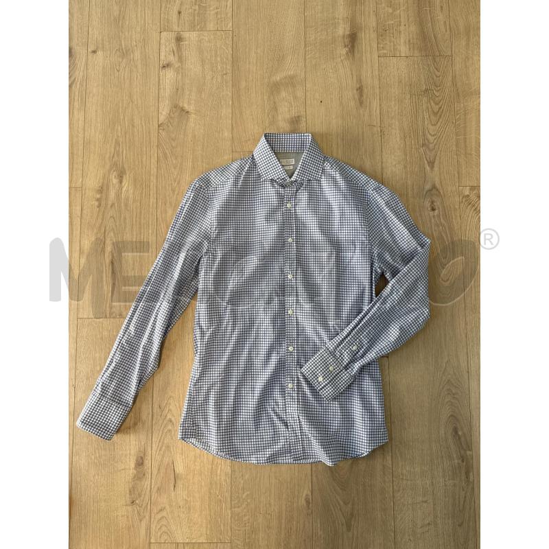 CAMICIA UOMO BRUNELLO CUCINELLI CO QUADRATINI CELESTI E BIANCHI  | Mercatino dell'Usato Corciano 1