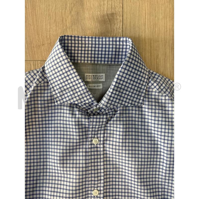 CAMICIA UOMO BRUNELLO CUCINELLI CO QUADRATINI CELESTI E BIANCHI  | Mercatino dell'Usato Corciano 2