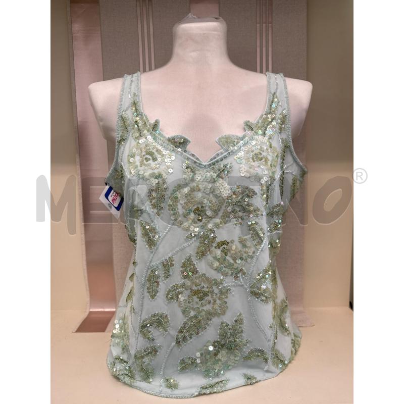 CANOTTA DONNA LUISA SPAGNOLI VERDE ACQUA PAILLETTES VERDE CHIARE | Mercatino dell'Usato Corciano 1