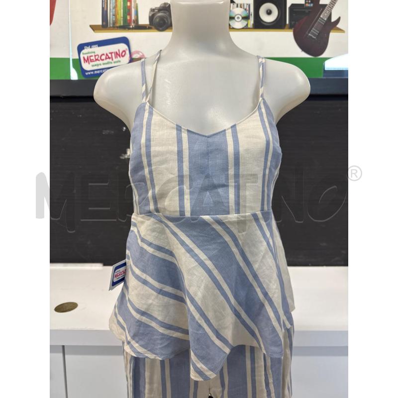 CANOTTA DONNA MAX&CO BEIGE CON RIGA CIELESTE  | Mercatino dell'Usato Corciano 1