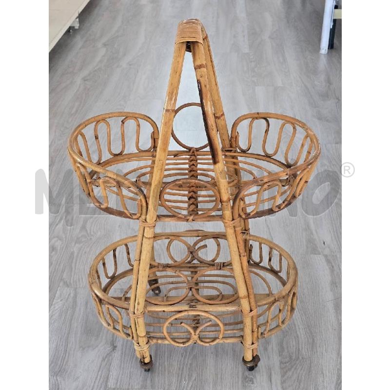 CARRELLO VIMINI 2 RIAPINI CON PORTABOTTIGLIE | Mercatino dell'Usato Corciano 1