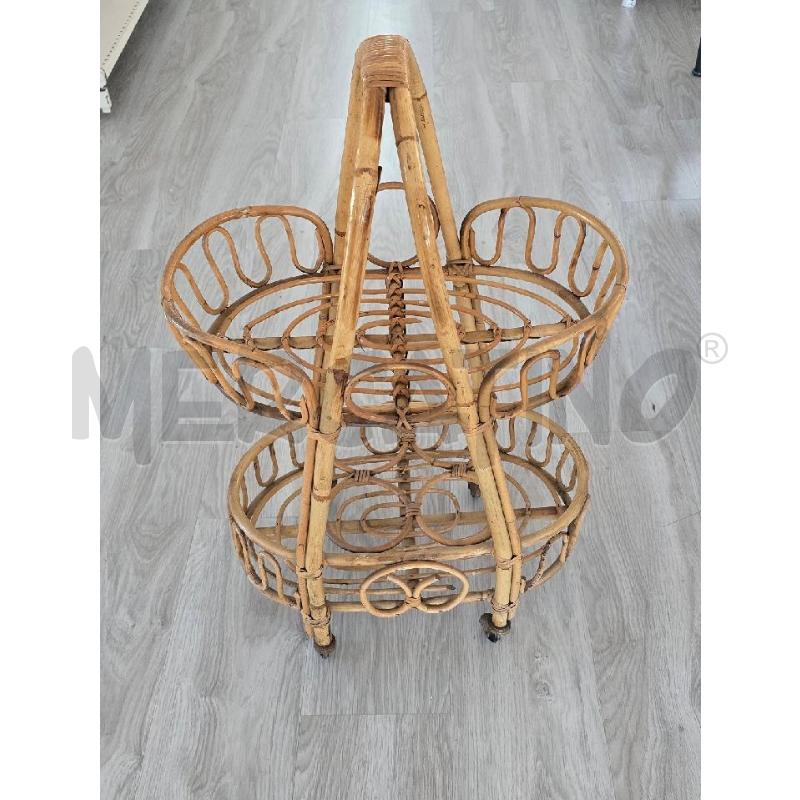 CARRELLO VIMINI 2 RIAPINI CON PORTABOTTIGLIE | Mercatino dell'Usato Corciano 2