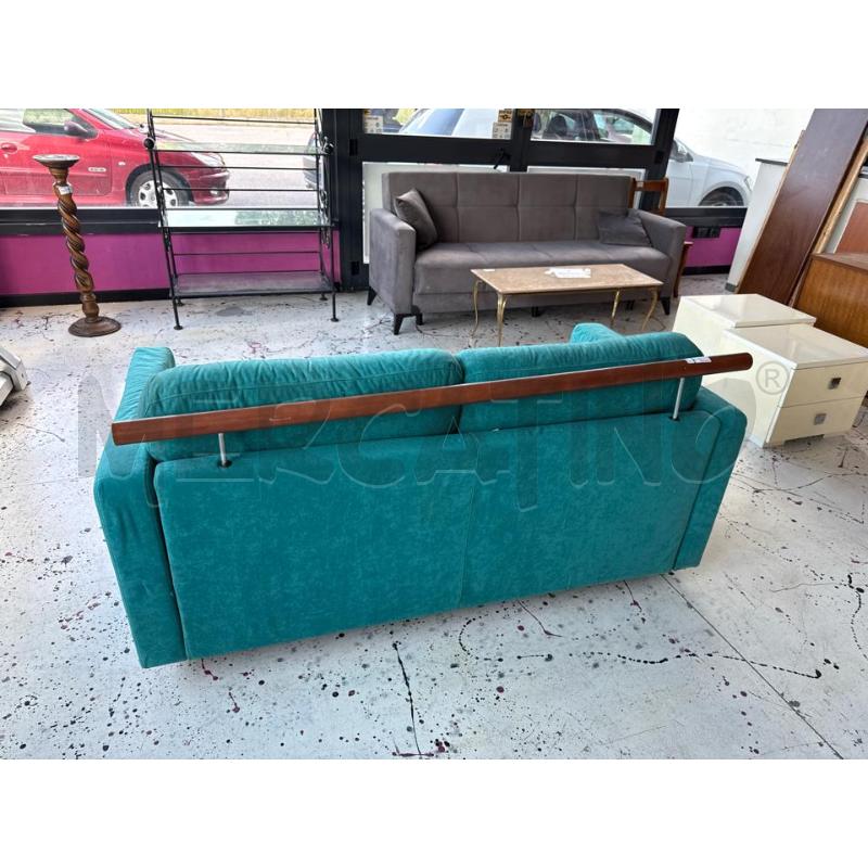 DIVANO VERDE ACQUA BASE LEGNO  | Mercatino dell'Usato Corciano 2