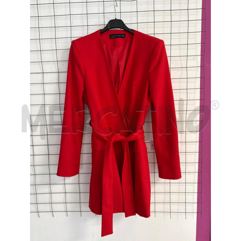 GIACCA DONNA ROSSA ZARA SCOLLO A V CON CINTURA | Mercatino dell'Usato Corciano 1
