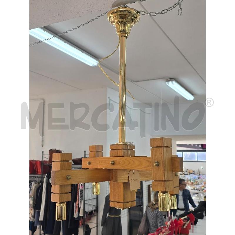 LAMPADARIO LEGNO 4  LUCI | Mercatino dell'Usato Corciano 1