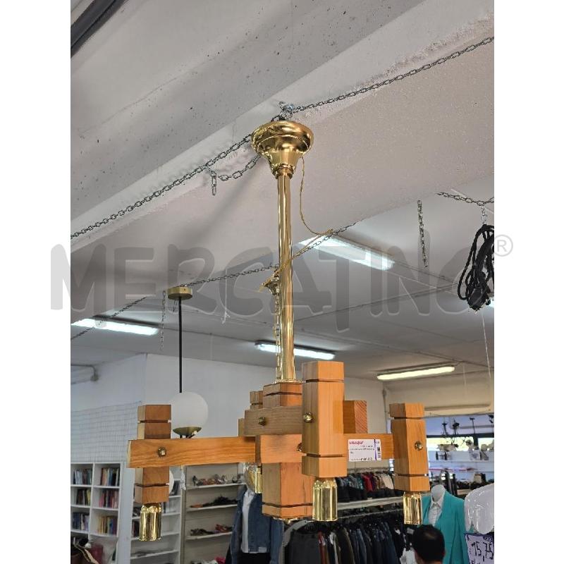 LAMPADARIO LEGNO 4  LUCI | Mercatino dell'Usato Corciano 4