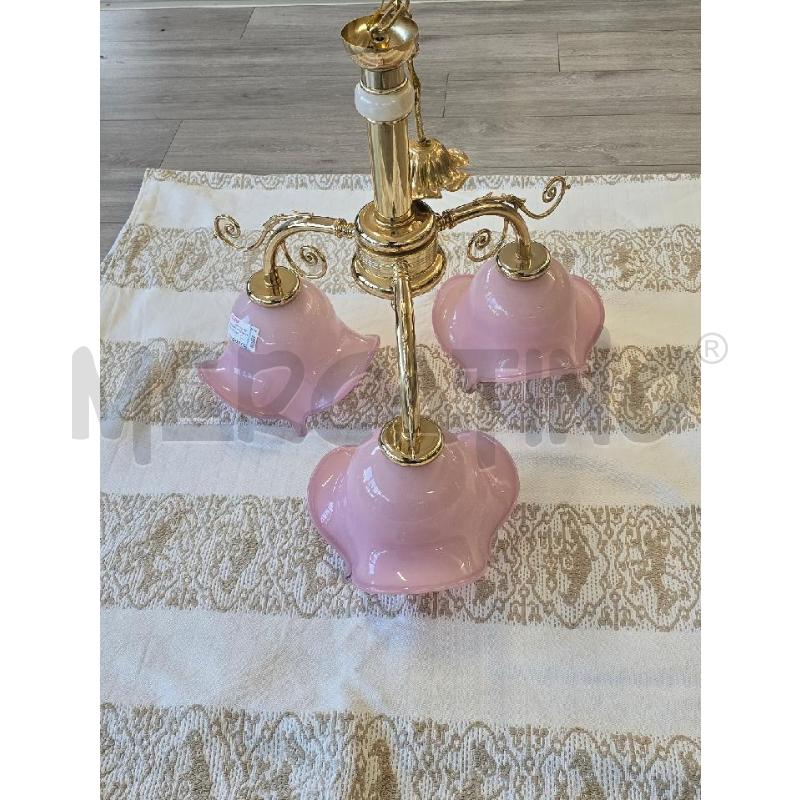 LAMPADARIO OTTONE 3 PARALUMI ROSA | Mercatino dell'Usato Corciano 1