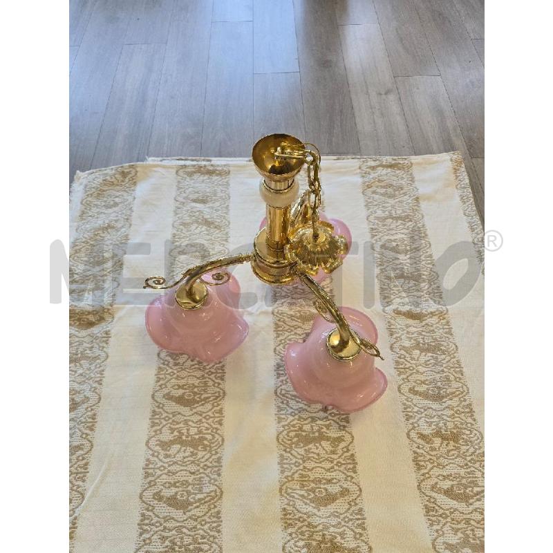 LAMPADARIO OTTONE 3 PARALUMI ROSA | Mercatino dell'Usato Corciano 2
