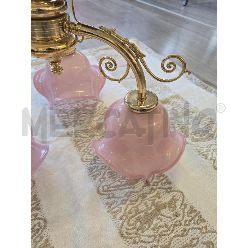 LAMPADARIO OTTONE 3 PARALUMI ROSA | Mercatino dell'Usato Corciano 3