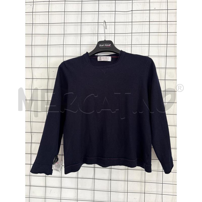 MAGLIA DONNA CUCINELLI BLU CON CUCITURA ORLO ROSSA ROSSO | Mercatino dell'Usato Corciano 1