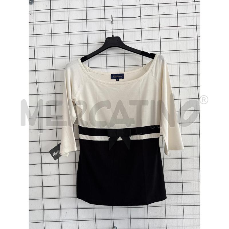 MAGLIA DONNA LUISA SPAGNIOLI BIANCA E NERA CON FIOCCO  | Mercatino dell'Usato Corciano 1