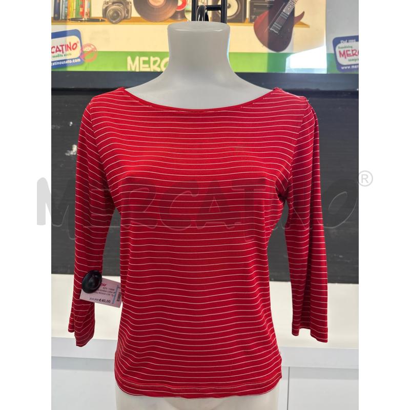 MAGLIA DONNA LUISA SPAGNOLI ROSSA CON RIGHE BIANCHE  | Mercatino dell'Usato Corciano 1