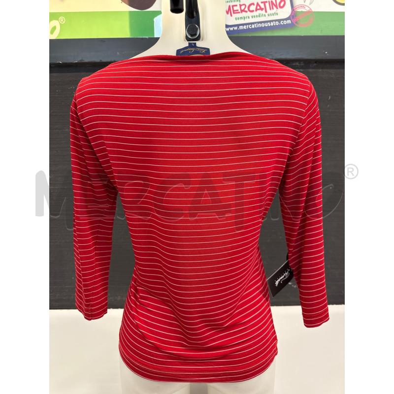 MAGLIA DONNA LUISA SPAGNOLI ROSSA CON RIGHE BIANCHE  | Mercatino dell'Usato Corciano 2