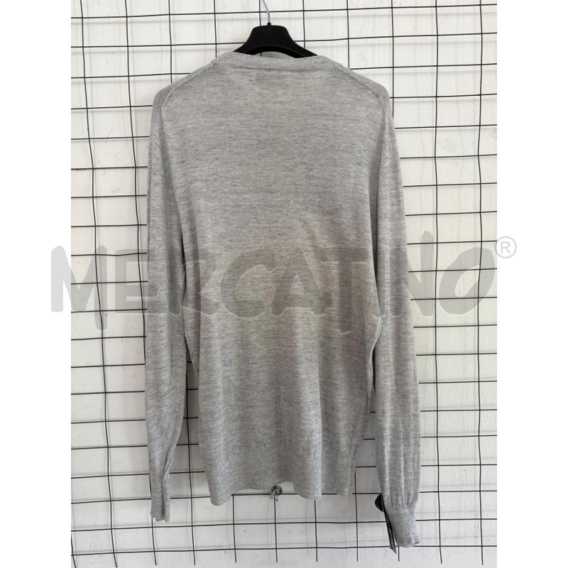 MAGLIONE UOMO BRUNELLO CUCINELLI GRIGIO CHIARO LINO E COTONE  | Mercatino dell'Usato Corciano 3