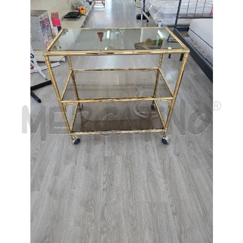 MOBILETTO OTTONATO 3 RIPIANI  VETRO RETTANGOLATE | Mercatino dell'Usato Corciano 1
