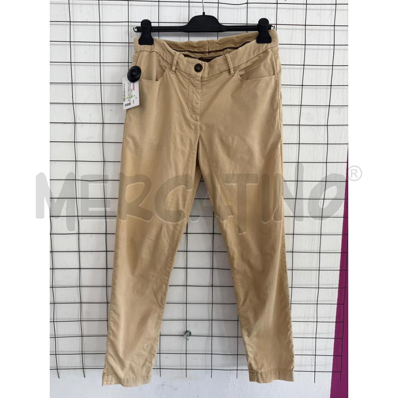 PANTALONE DONNA BRUNELLO CUCINELLI CREMA BOTTONE MARRONE  | Mercatino dell'Usato Corciano 1