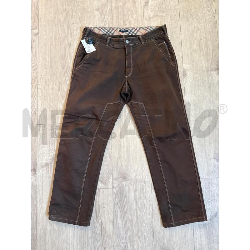 PANTALONE UOMO BURBERRY MARRONE JEANS CUCITURE BIANCHE PANNA | Mercatino dell'Usato Corciano 1