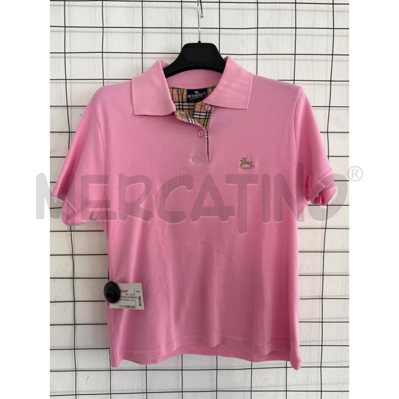 POLO DONNA BURBERRY ROSA CON LOGO  | Mercatino dell'Usato Corciano 1