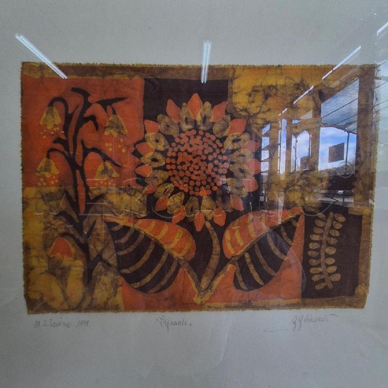 QUADRO  IL GIRASOLE TECNICA BATIK G.GHIRARDI | Mercatino dell'Usato Corciano 2