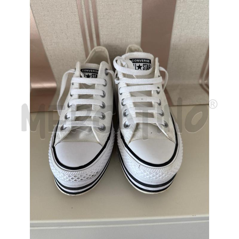 SCARPE DONNA CONVERSE BIANCHE PLATFORM CON LACI BIANCHI  | Mercatino dell'Usato Corciano 1