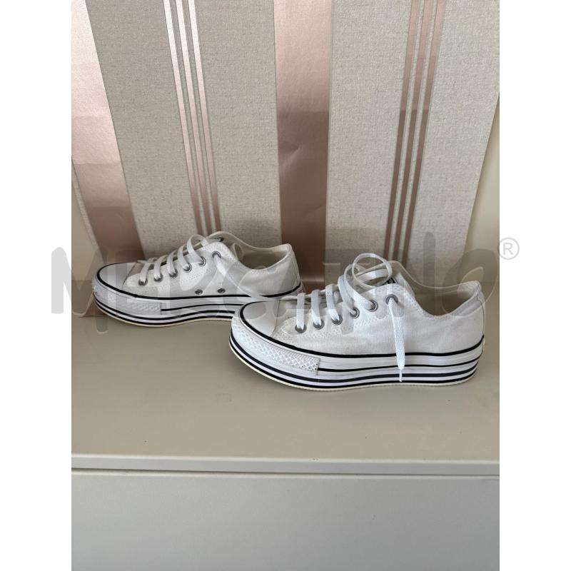 SCARPE DONNA CONVERSE BIANCHE PLATFORM CON LACI BIANCHI  | Mercatino dell'Usato Corciano 2